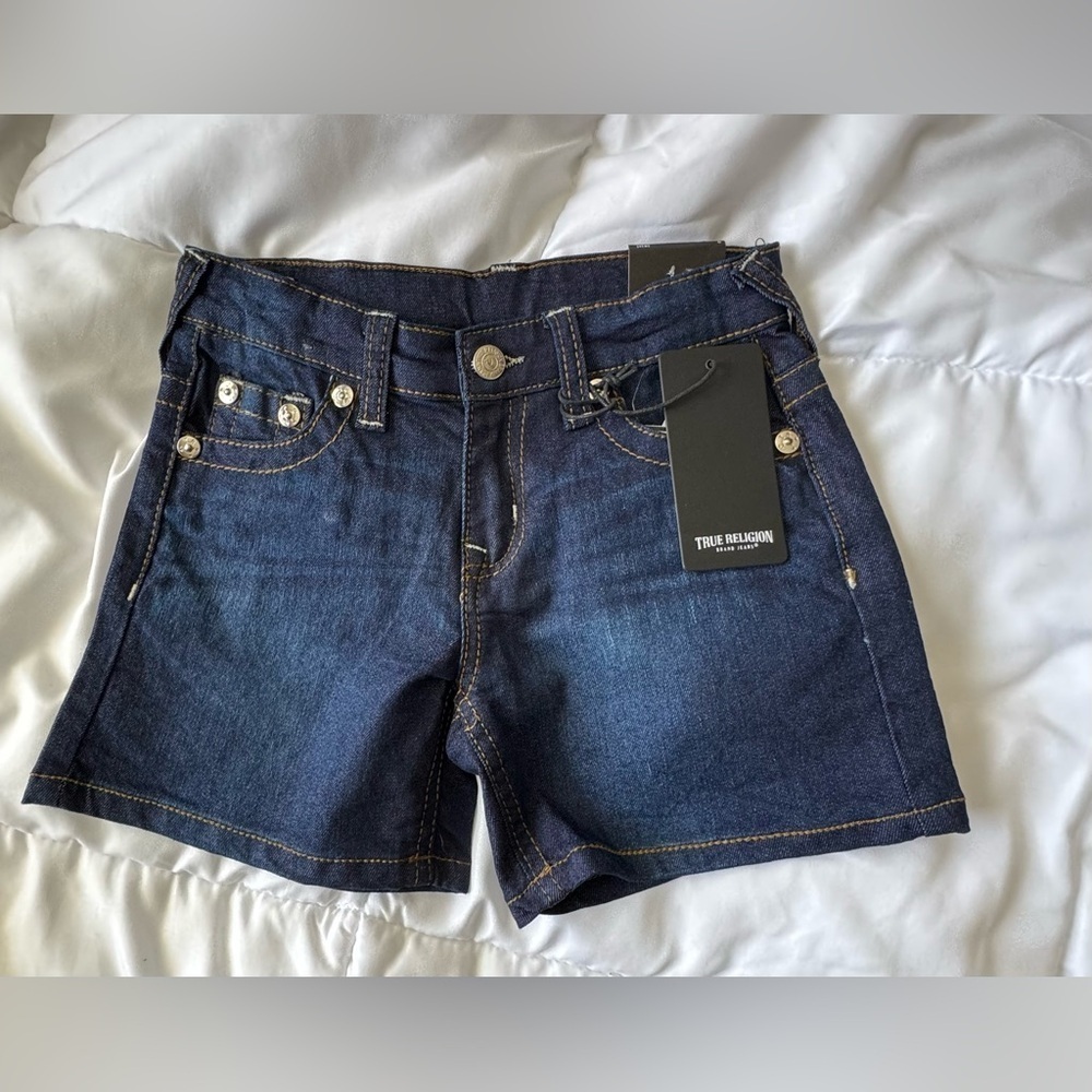 True Religion Girls Blue Denim Mid Rise Shorts